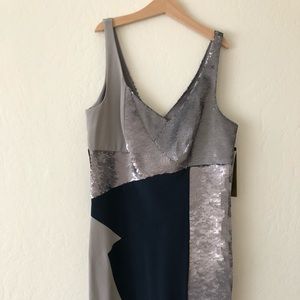 NWT. Nicole Miller silk and sequins dress